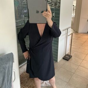 Topshop Elegant Navy Long Sleeve Dress